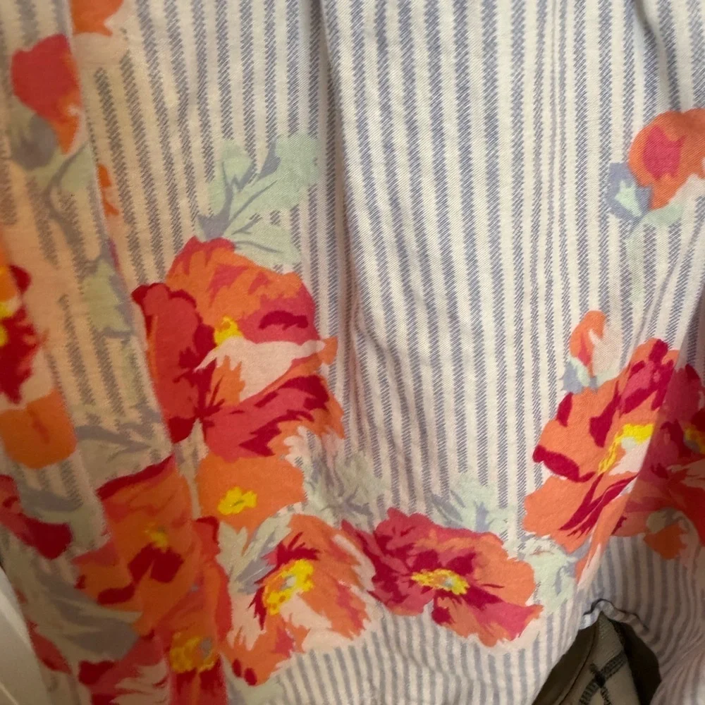 GAP Kids Dress with Pink Floral and Gray Stripes Size 5